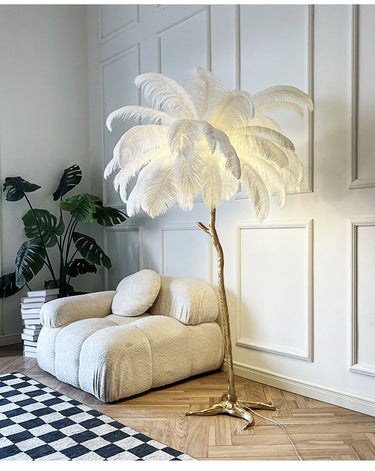 Lampadaire En Plumes D'Autruche-Lampe Veilleuse